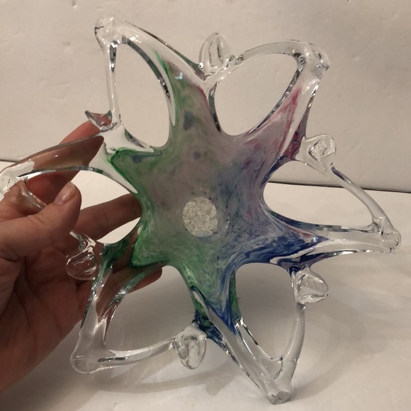 Accents Vintage Art Hand Blown Glass Flower Bowl Pastel Colors Poshmark